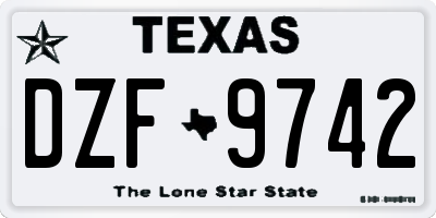 TX license plate DZF9742