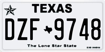 TX license plate DZF9748