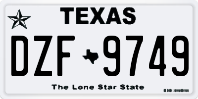 TX license plate DZF9749