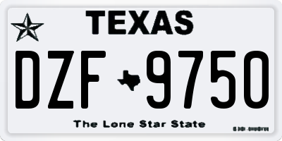 TX license plate DZF9750