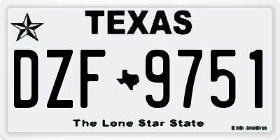 TX license plate DZF9751