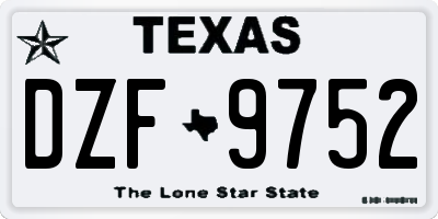 TX license plate DZF9752