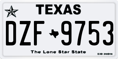 TX license plate DZF9753