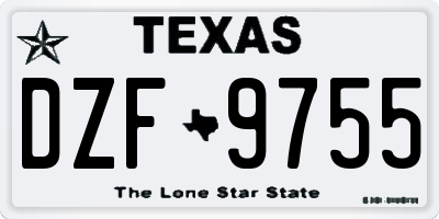TX license plate DZF9755
