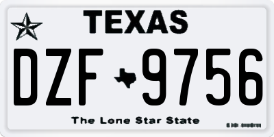 TX license plate DZF9756