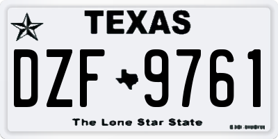 TX license plate DZF9761