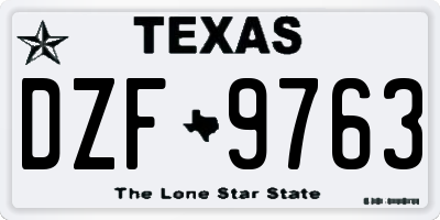 TX license plate DZF9763
