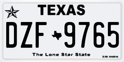 TX license plate DZF9765