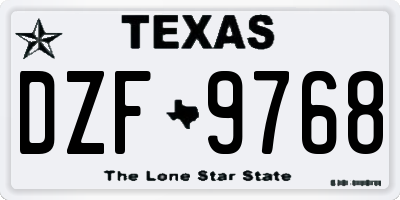 TX license plate DZF9768