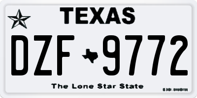 TX license plate DZF9772