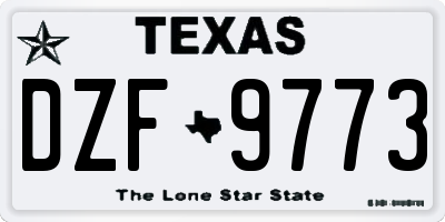 TX license plate DZF9773