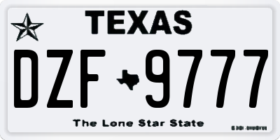 TX license plate DZF9777