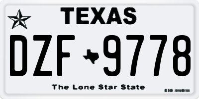 TX license plate DZF9778