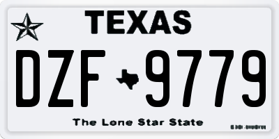 TX license plate DZF9779