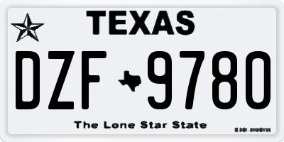 TX license plate DZF9780