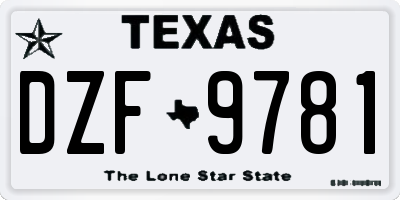 TX license plate DZF9781