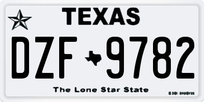 TX license plate DZF9782