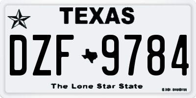 TX license plate DZF9784