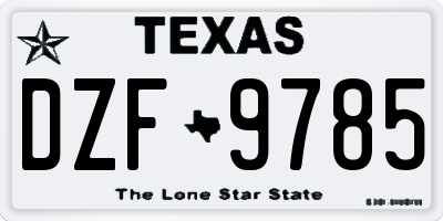 TX license plate DZF9785