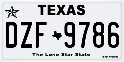TX license plate DZF9786