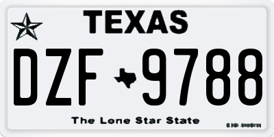 TX license plate DZF9788