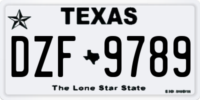 TX license plate DZF9789