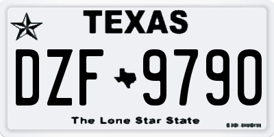 TX license plate DZF9790