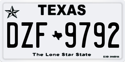 TX license plate DZF9792