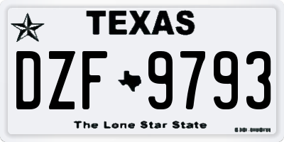 TX license plate DZF9793