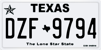 TX license plate DZF9794