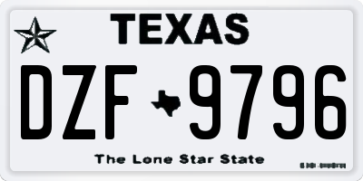 TX license plate DZF9796