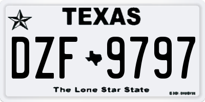 TX license plate DZF9797