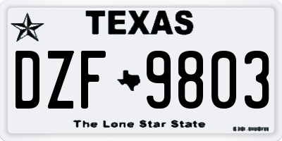 TX license plate DZF9803