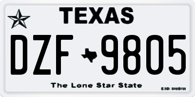 TX license plate DZF9805