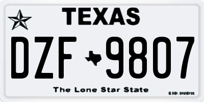 TX license plate DZF9807