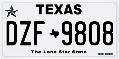 TX license plate DZF9808