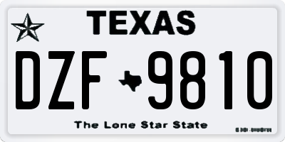 TX license plate DZF9810
