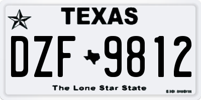 TX license plate DZF9812