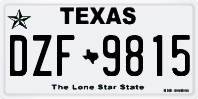 TX license plate DZF9815