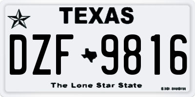 TX license plate DZF9816