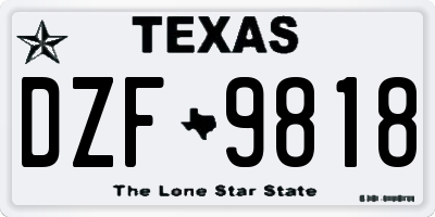 TX license plate DZF9818