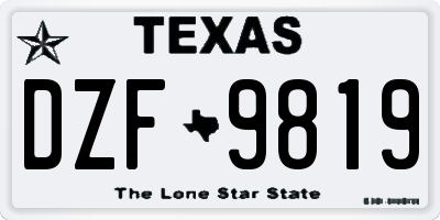 TX license plate DZF9819