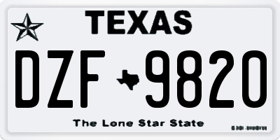 TX license plate DZF9820