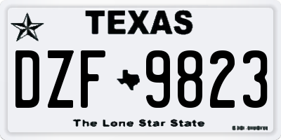 TX license plate DZF9823