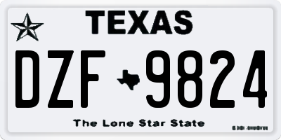 TX license plate DZF9824
