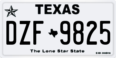 TX license plate DZF9825