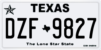 TX license plate DZF9827