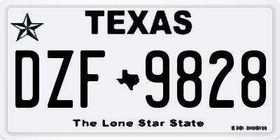 TX license plate DZF9828
