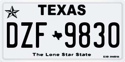 TX license plate DZF9830