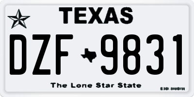TX license plate DZF9831